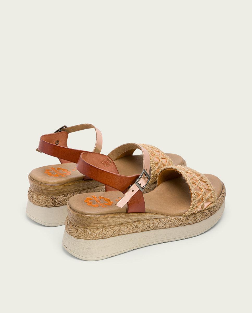 porronet SANDALIA PIEL CUÑA CUERO ROSE FRISIA Precio ultrabajo