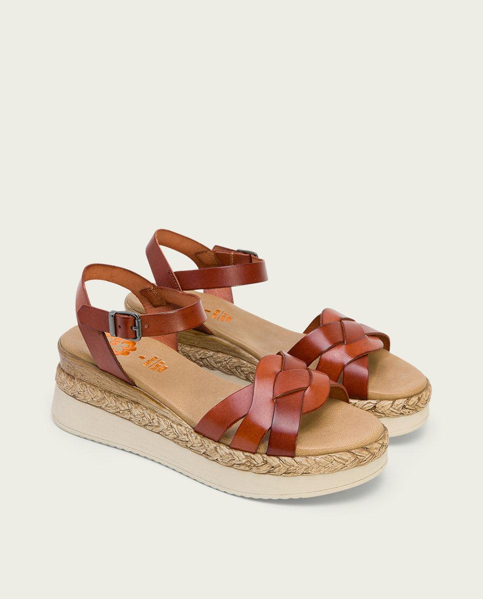porronet SANDALIA CUÑA PIEL CUERO FRIDA Outlet