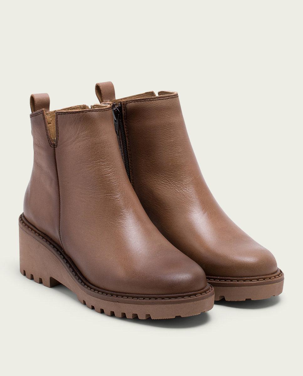 porronet BOTINES DE PIEL CON CUÑA Y CREMALLERA TAUPE LETHA Tienda