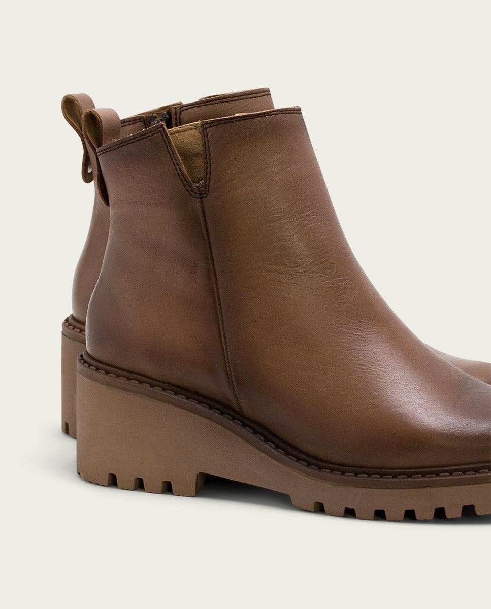 porronet BOTINES DE PIEL CON CUÑA Y CREMALLERA TAUPE LETHA Tienda