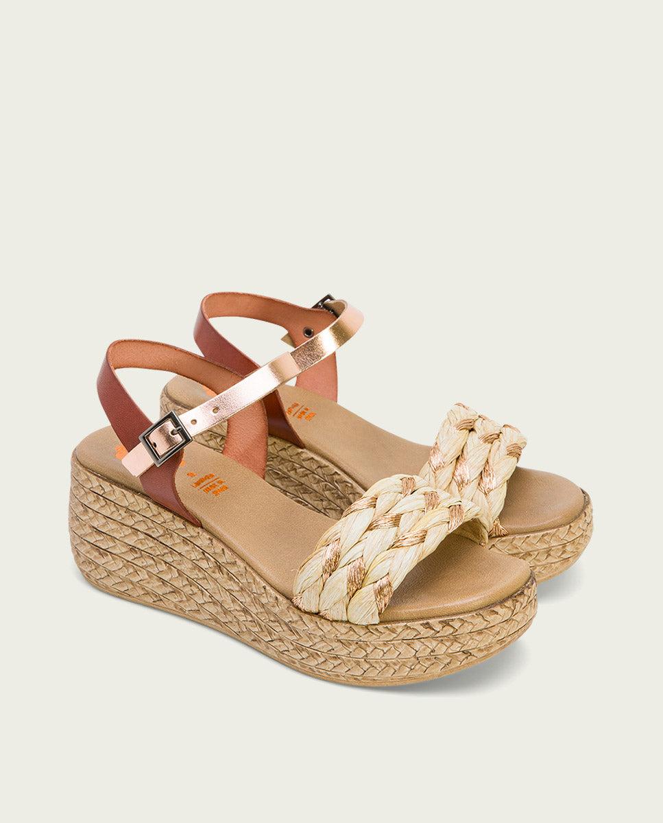 porronet SANDALIA PIEL CUÑA CUERO ROSE GAIA Rebajas top