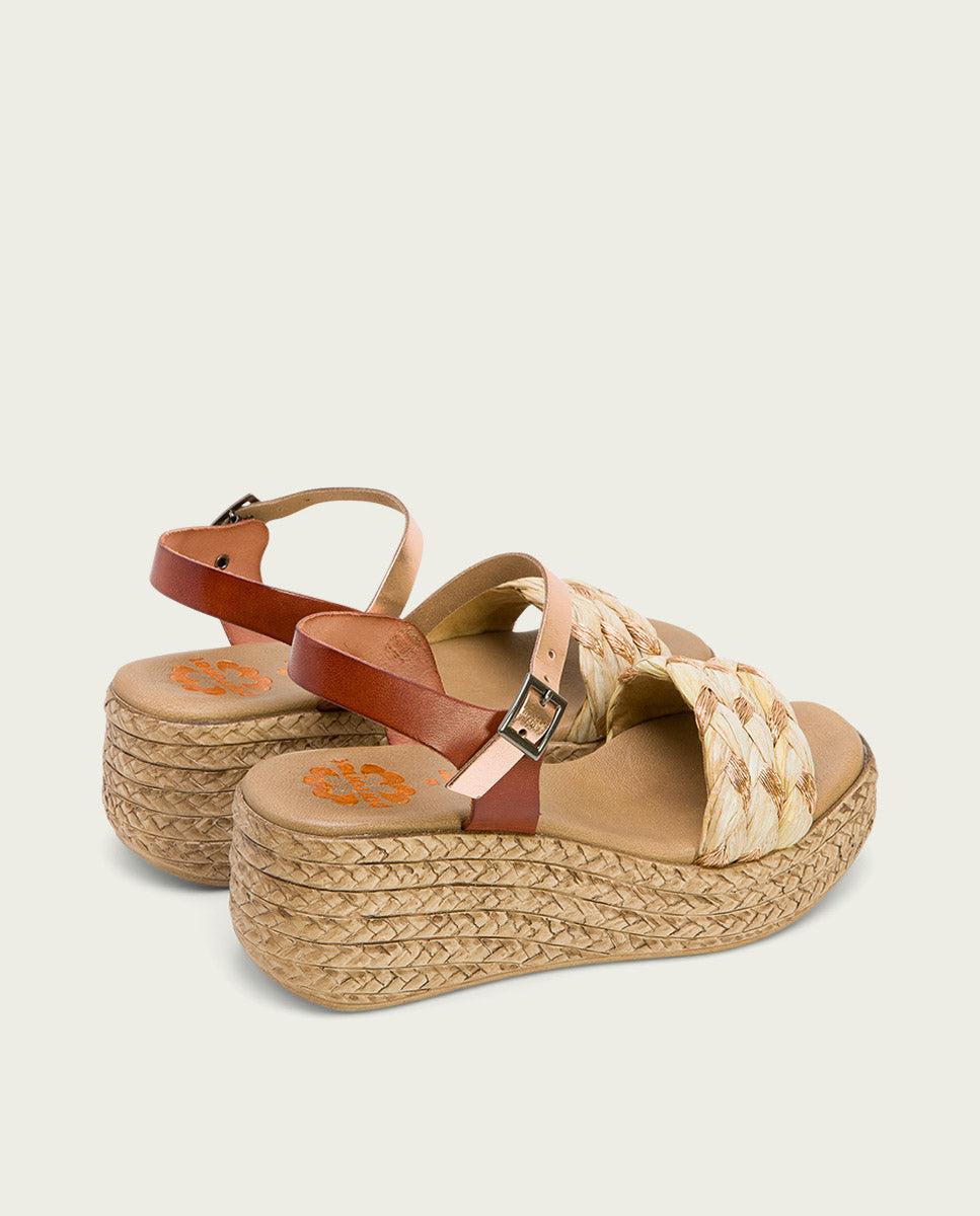 porronet SANDALIA PIEL CUÑA CUERO ROSE GAIA Rebajas top