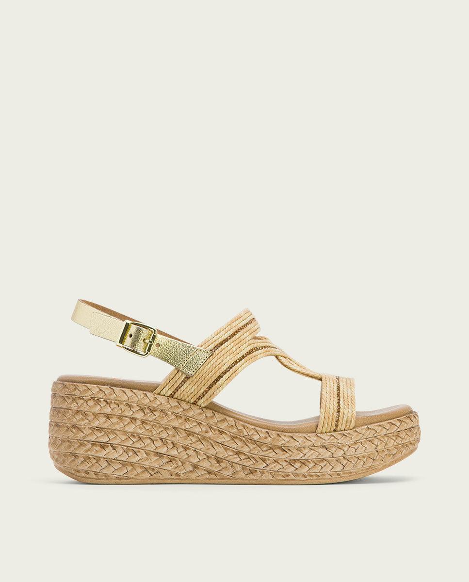 porronet SANDALIA PIEL CUÑA PLATINO NATURAL GALA Oferta especial