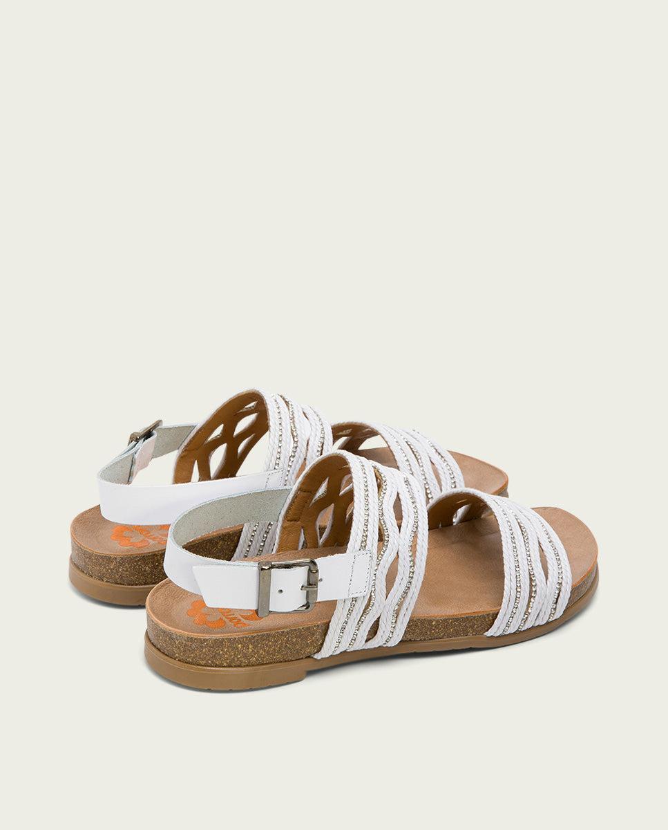 porronet SANDALIA BIO CON PALA TEXTIL PIEL BLANCA DARLA Ofertas especiales