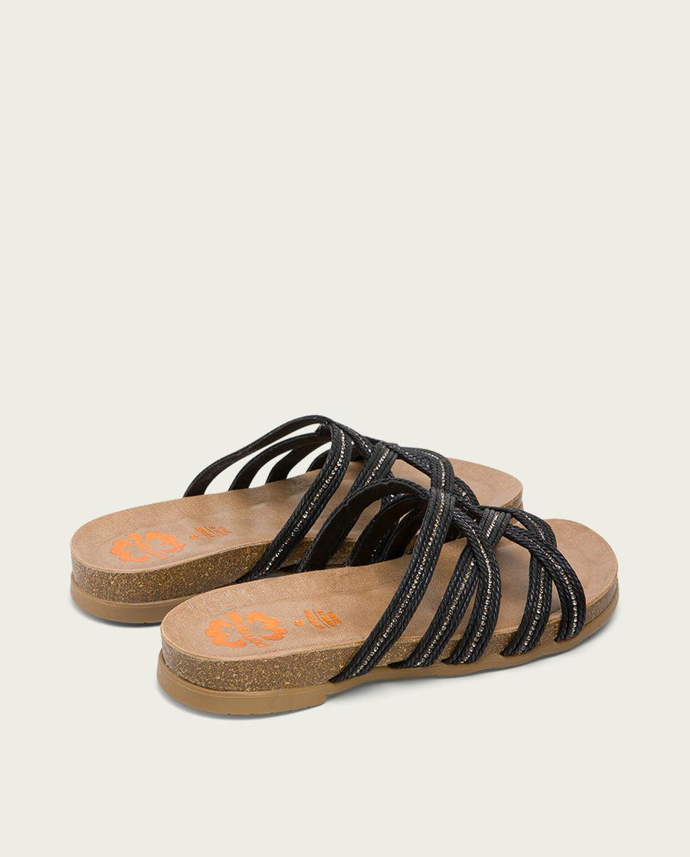 porronet SANDALIA BIO CON PALA TEXTIL PIEL NEGRO DAFNE Precio ultrabajo