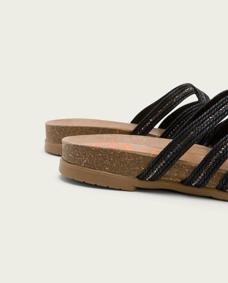 porronet SANDALIA BIO CON PALA TEXTIL PIEL NEGRO DAFNE Precio ultrabajo