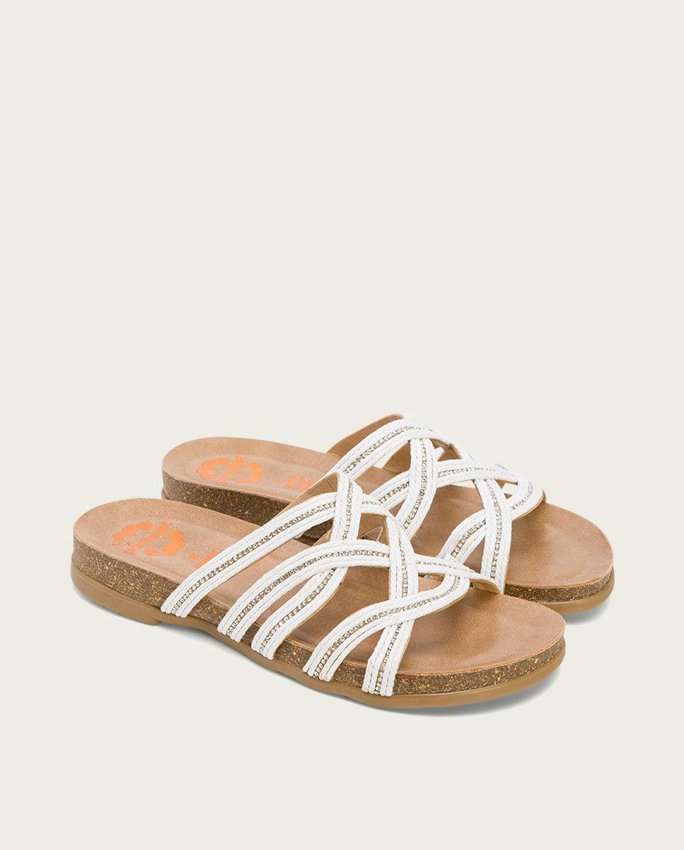 porronet SANDALIA BIO CON PALA TEXTIL PIEL BLANCO DAFNE Devoluciones gratuitas
