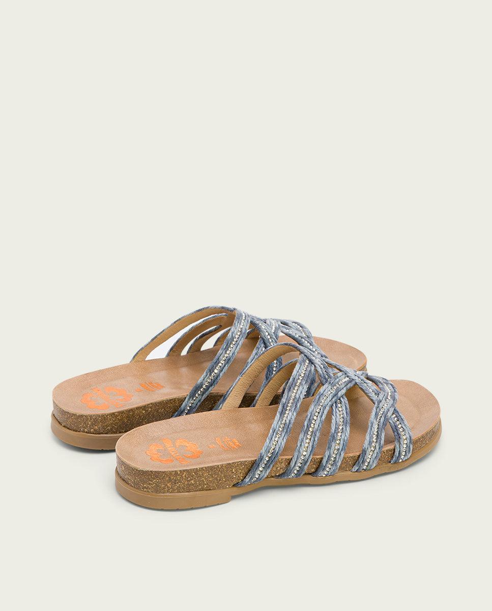 porronet SANDALIA BIO CON PALA TEXTIL PIEL AZUL DAFNE 2025