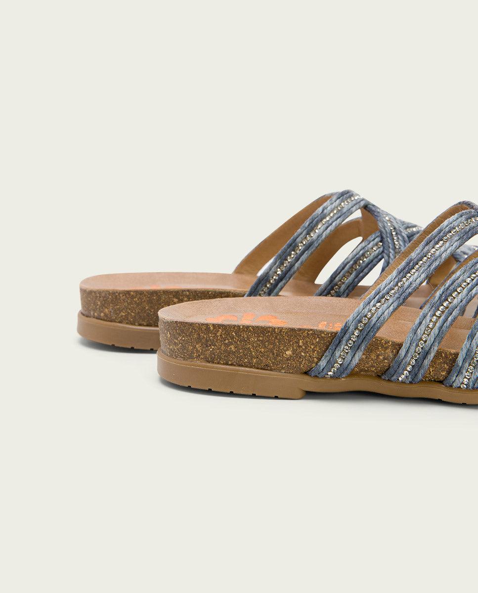 porronet SANDALIA BIO CON PALA TEXTIL PIEL AZUL DAFNE 2025