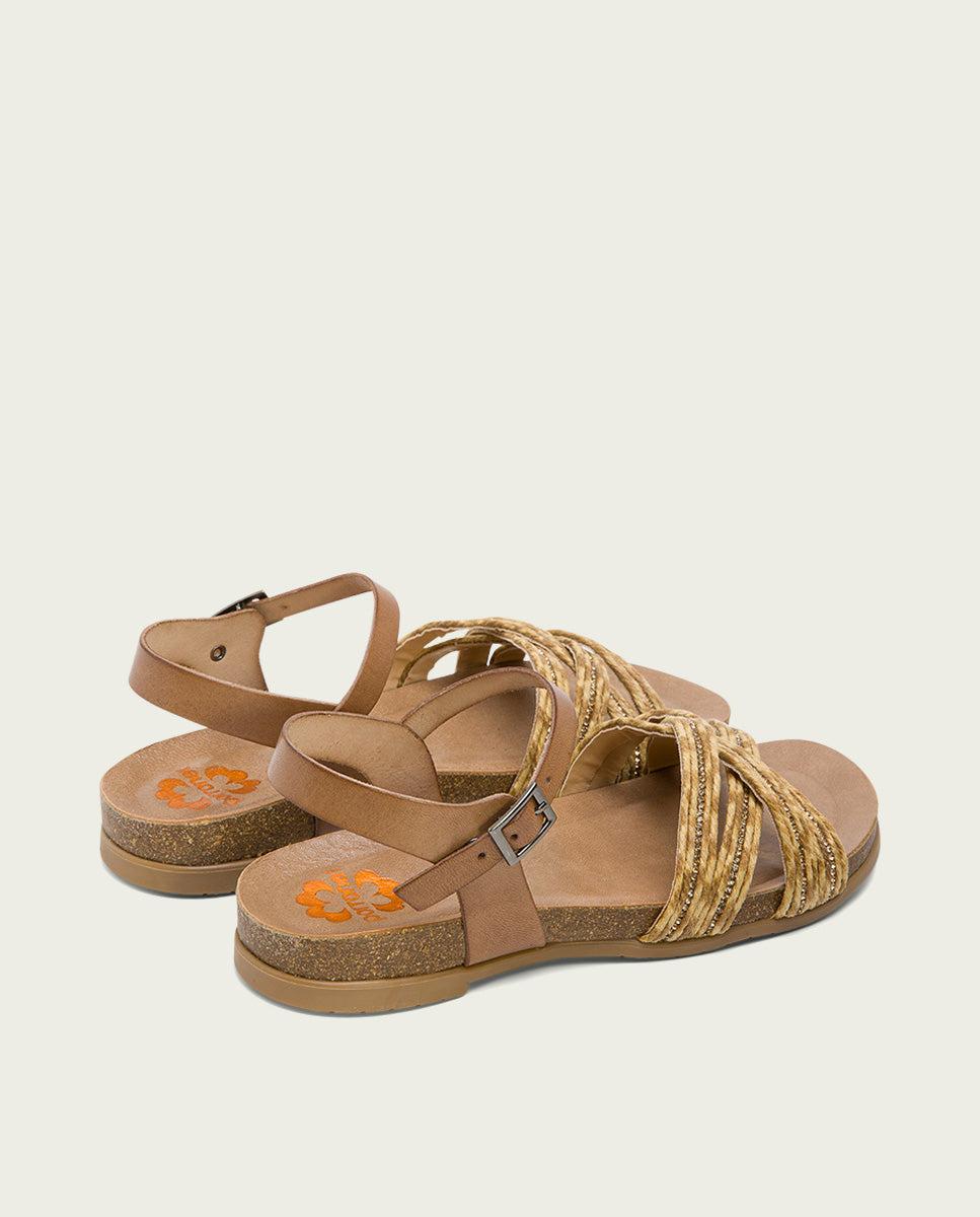 porronet SANDALIA BIO CON PALA TEXTIL TAUPE NATURAL PIEL DÁNAE Outlet online