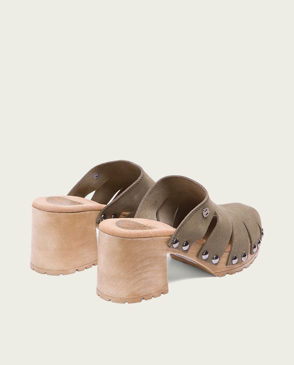 porronet SANDALIA TACÓN SERRAJE KAKI GIA Gran oferta