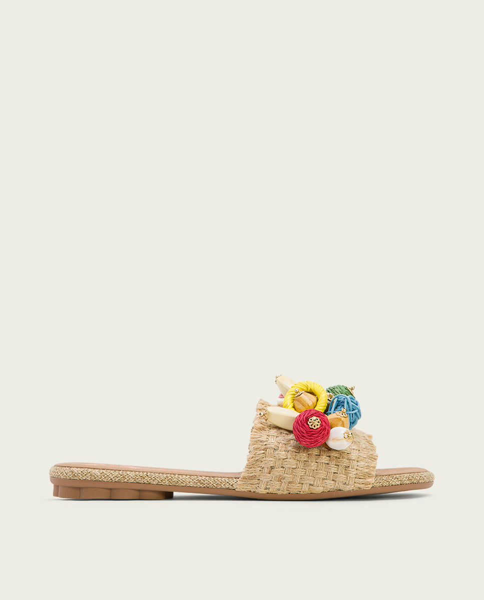 porronet SANDALIA PLANA PIEL YUTE MULTICOLOR ANNA Grandes descuentos