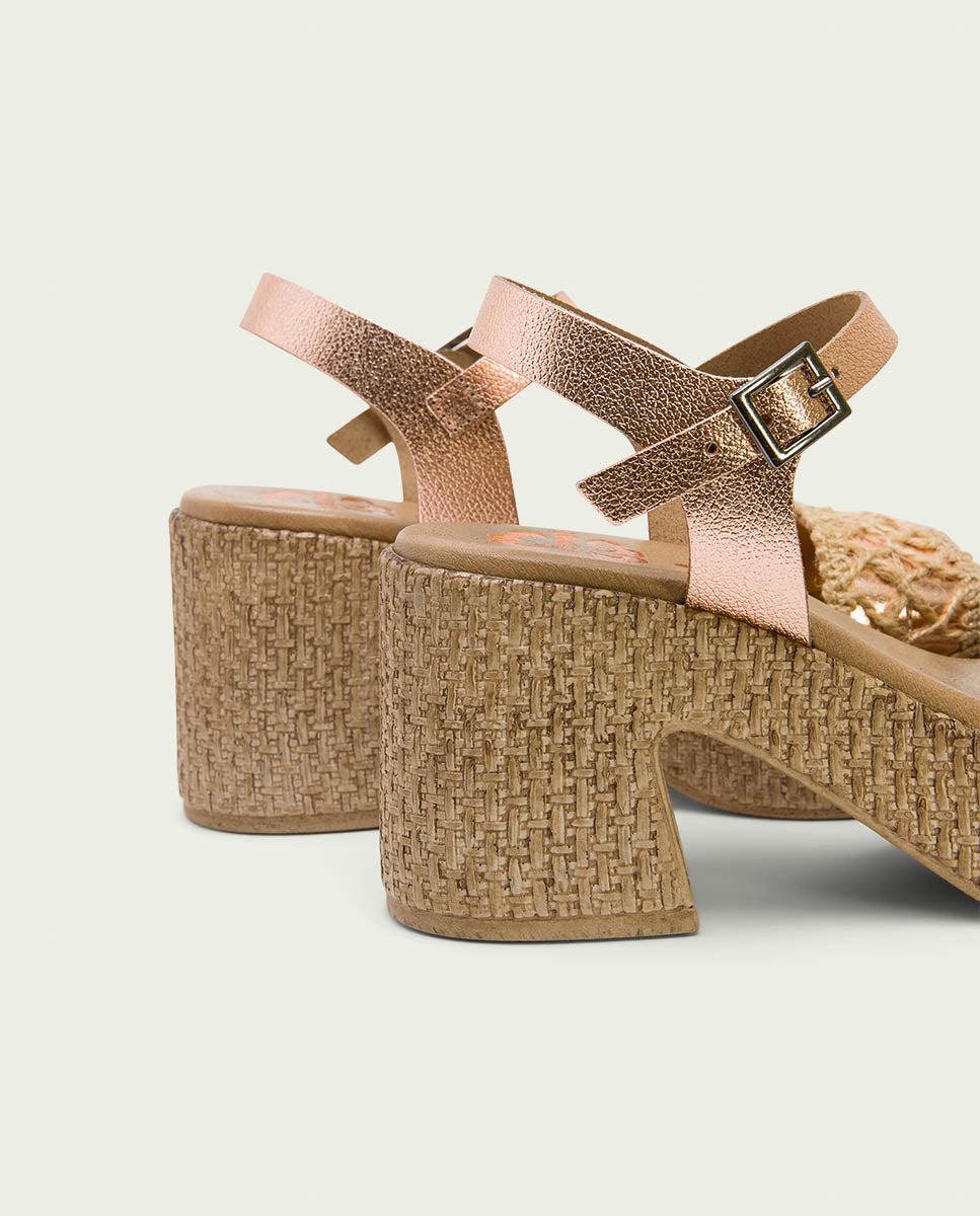 porronet SANDALIA TACON PIEL Y TEXTIL ROSE JERI Ahorra y exporta