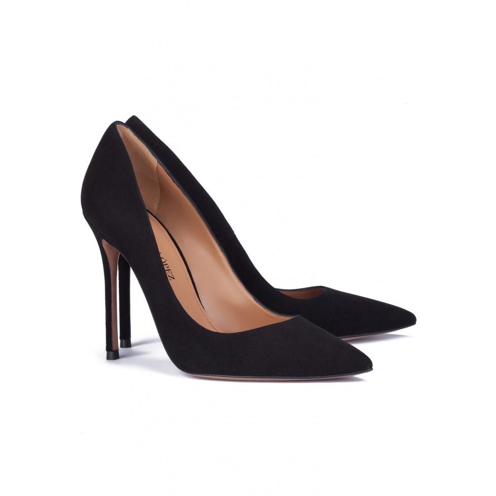 pura lópez Zapatos de salón con tacón alto en ante negro Venta caliente