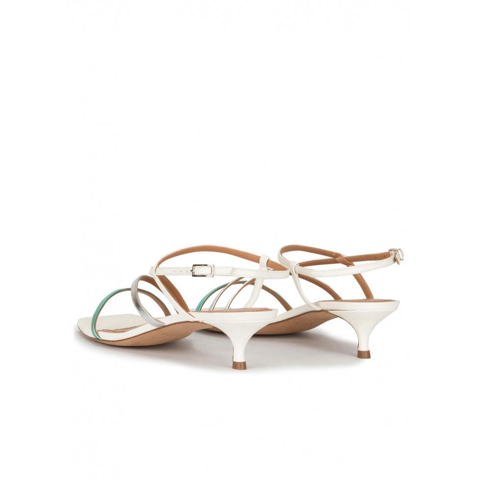 pura lópez Sandalias de tiras multicolor con tacón medio curvo Grandes descuentos