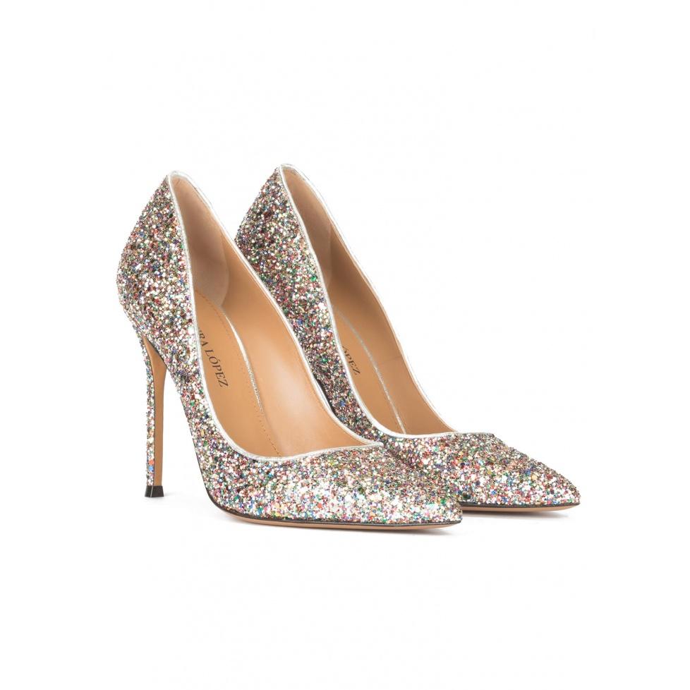 pura lópez Zapatos de salón con tacón alto en glitter multicolor Ahorra y exporta