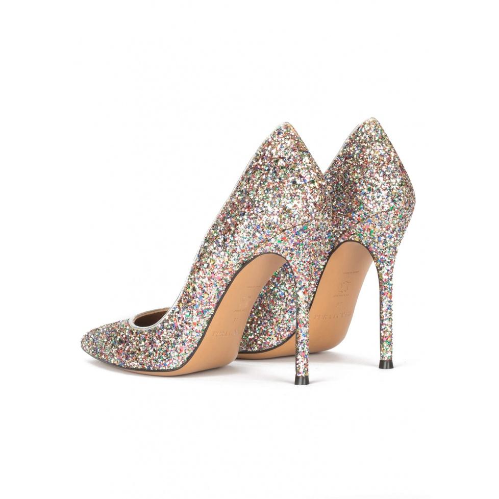 pura lópez Zapatos de salón con tacón alto en glitter multicolor Ahorra y exporta
