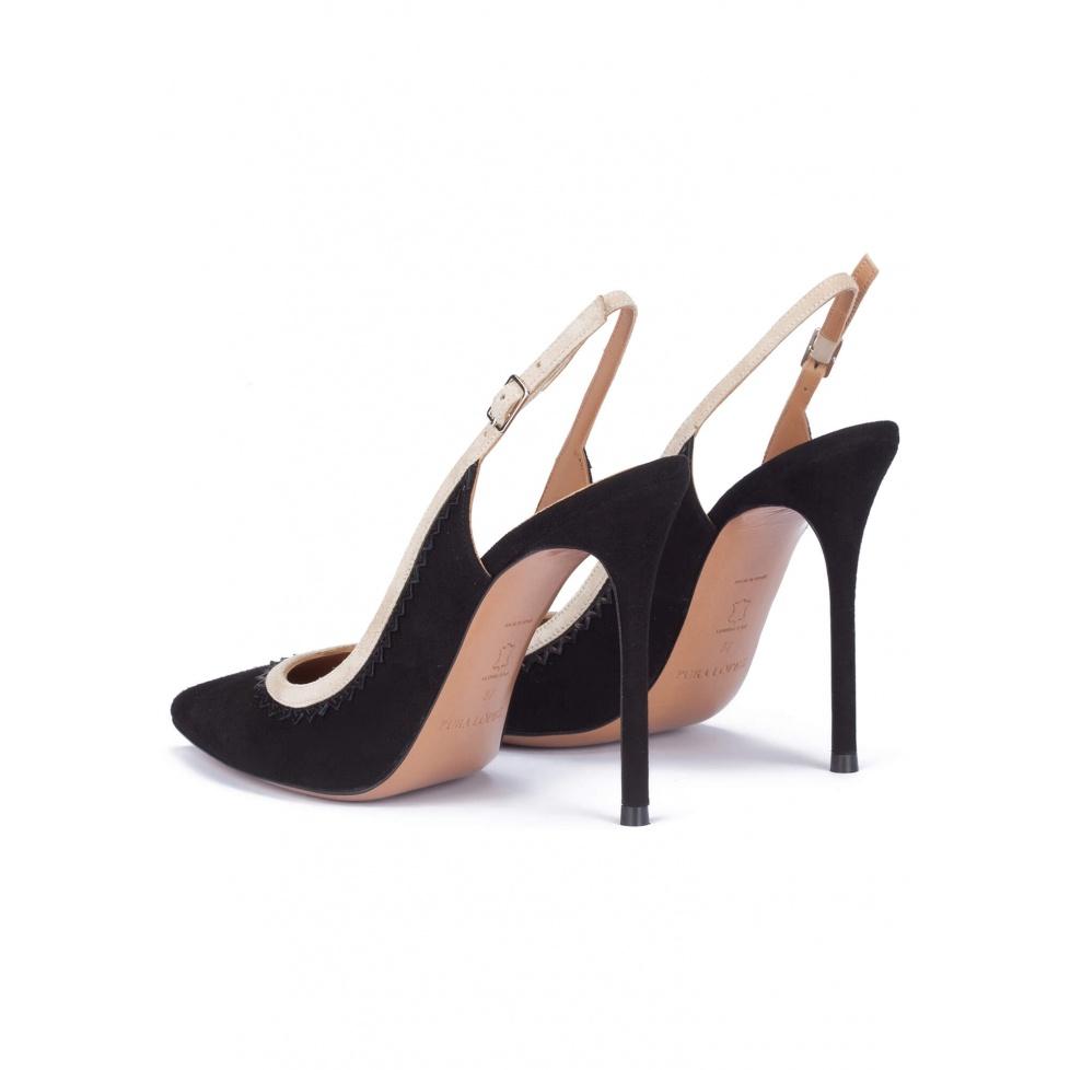 pura lópez Zapatos de tacón destalonados en color negro Liquidación