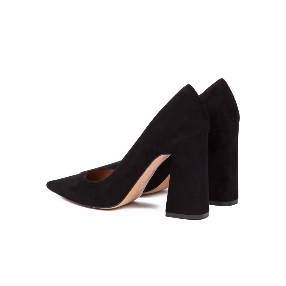 pura lópez Zapatos de salón de tacón alto en ante negro Oferta especial de fábrica