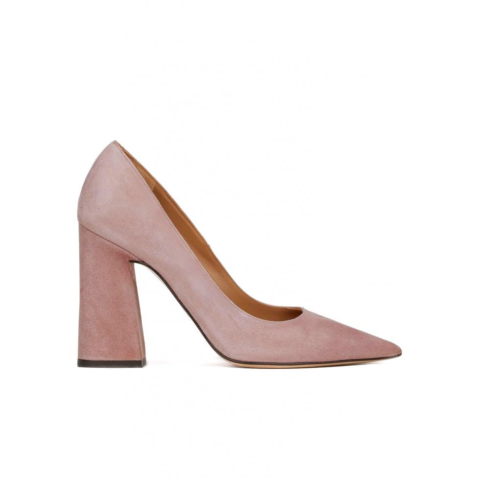 pura lópez Zapatos de salón de tacón alto en ante rosa