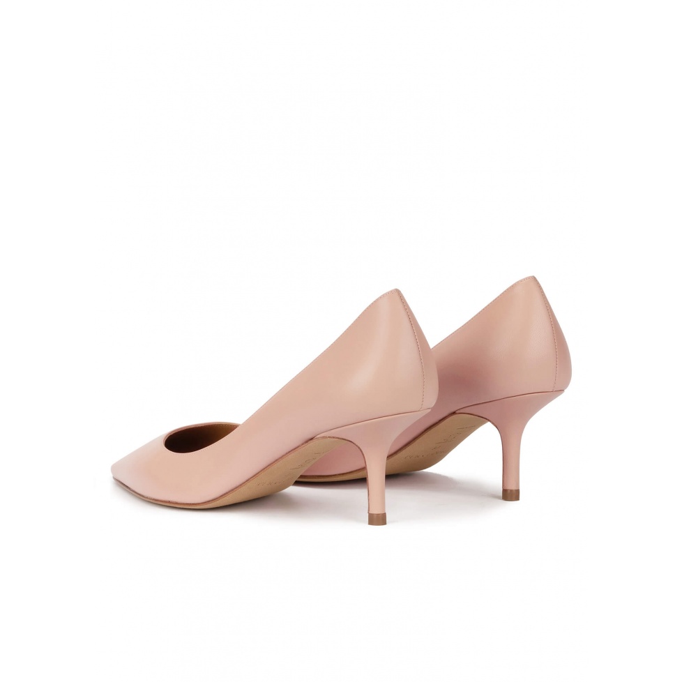 pura lópez Zapatos de tacón medio y punta fina en piel nude Oferta exclusiva
