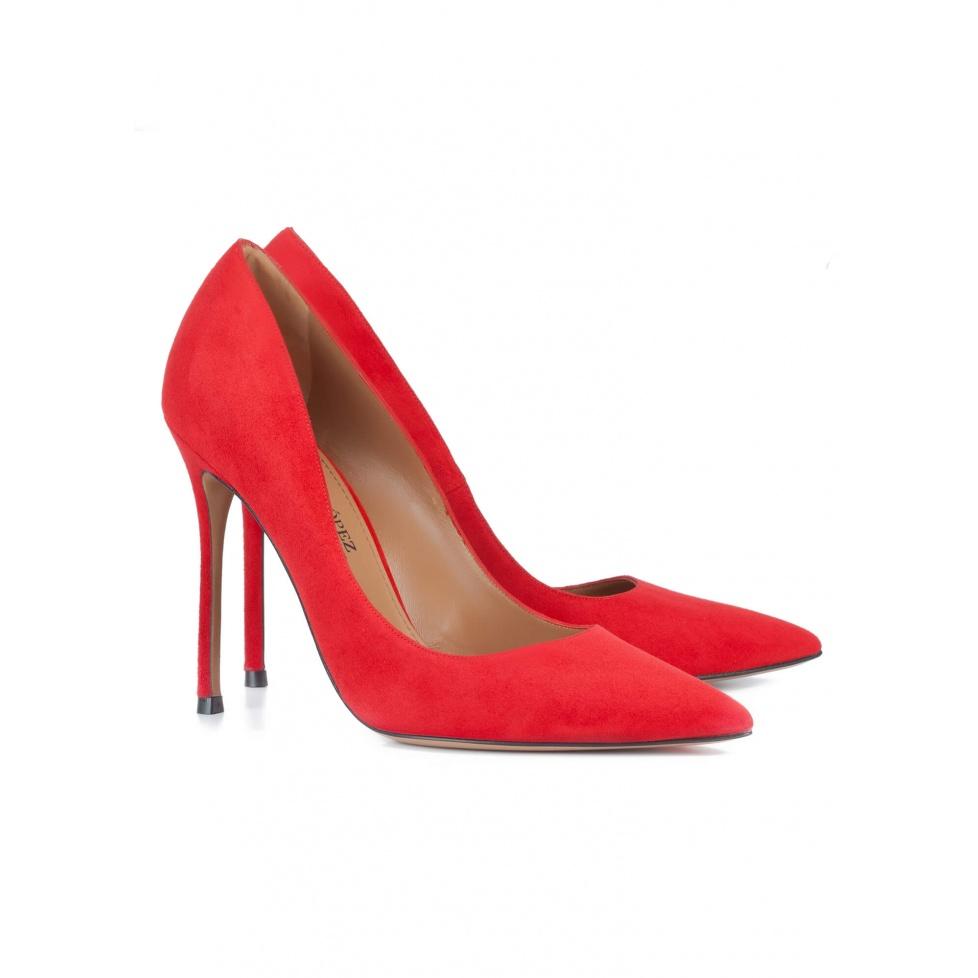 pura lópez Stilettos realizados en ante rojo Tienda