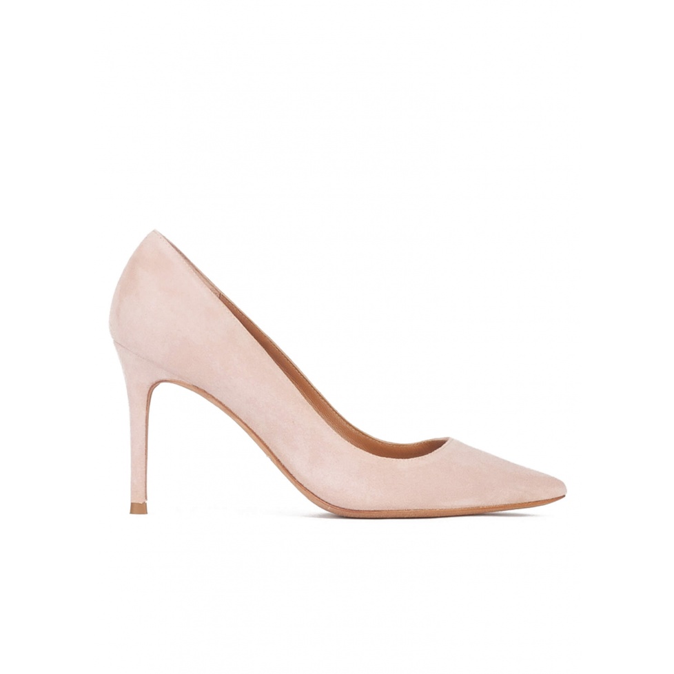 pura lópez Zapatos de tacón de 90mm y punta fina en ante nude