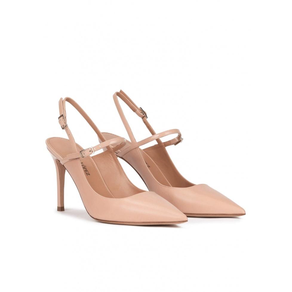 pura lópez Zapatos destalonados de punta fina y tacón alto en piel nude Outlet