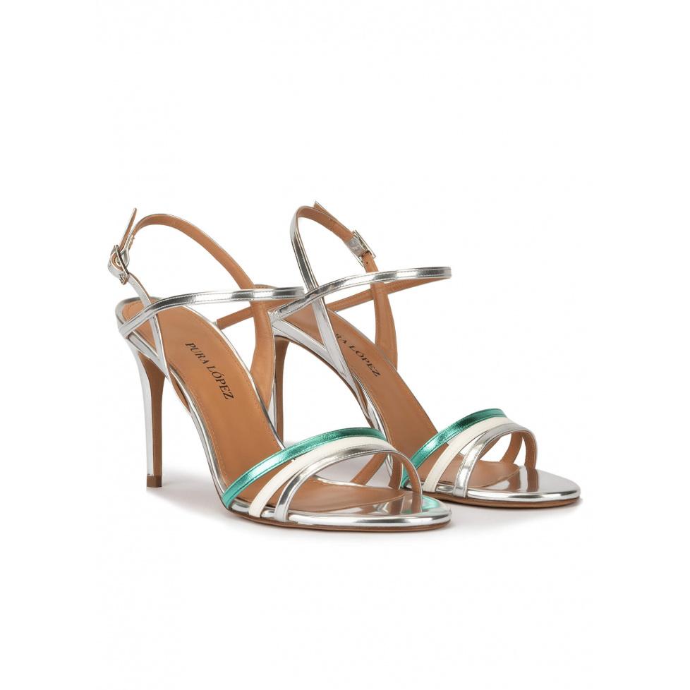 pura lópez Sandalias multicolor alto fino en piel metalizada Envío gratis
