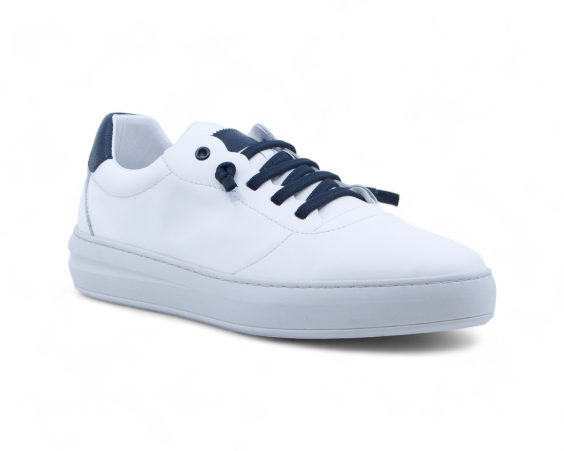 raquel perez Zapatilla Maxwell Piel Blanco Marino Hombre Ofertas especiales