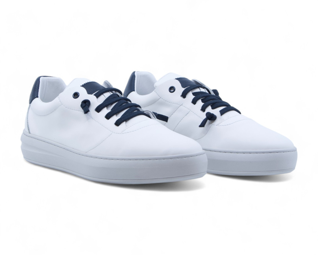 raquel perez Zapatilla Maxwell Piel Blanco Marino Hombre Ofertas especiales