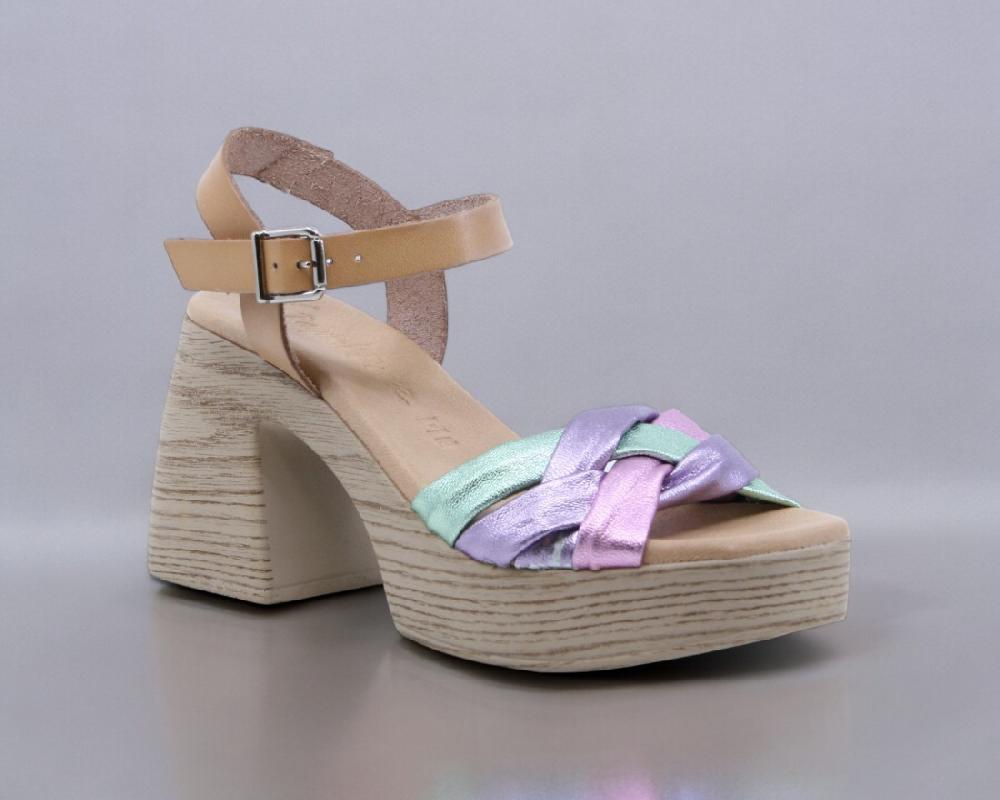 raquel perez Sandalia Tacón Xanadu Beige Morado Mujer Limitado a 3 días