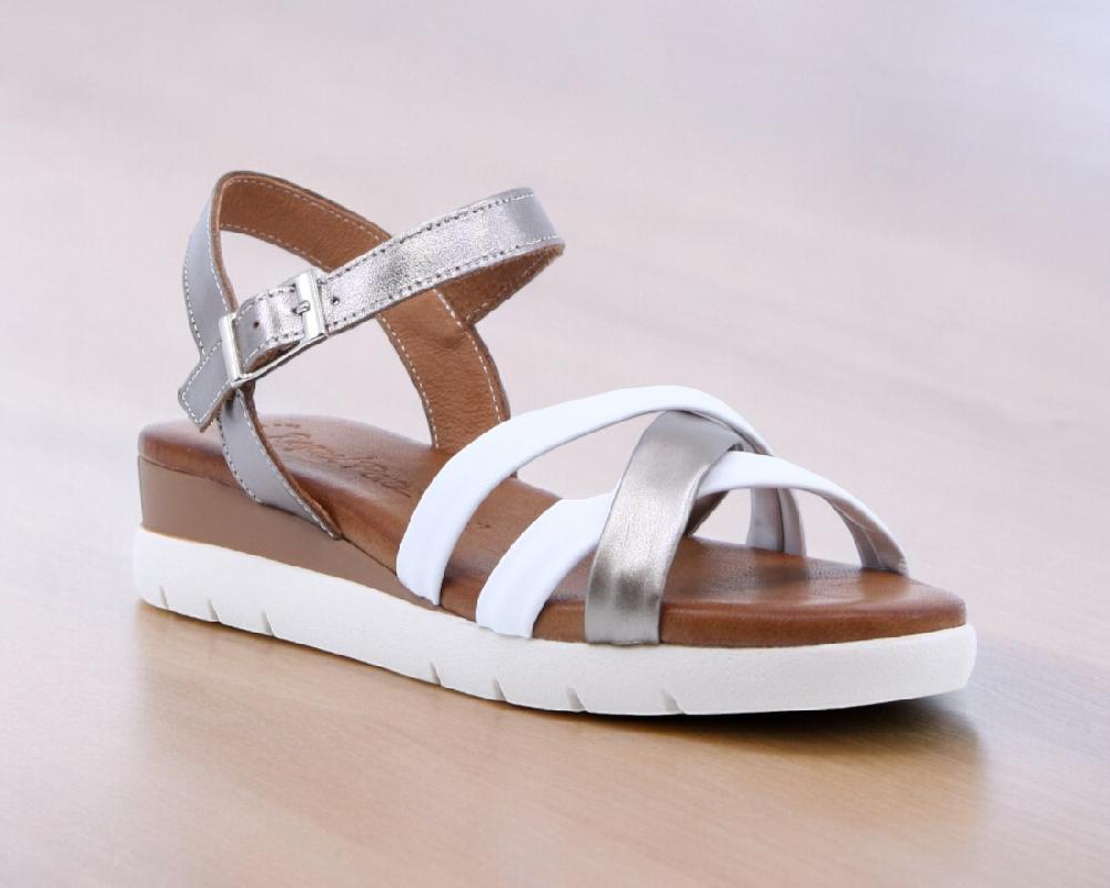 raquel perez Sandalia Capital 02 Blanco Arena Metal Mujer Outlet online
