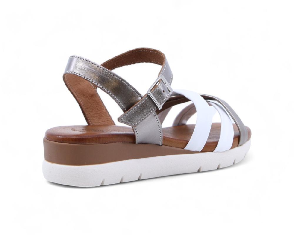 raquel perez Sandalia Capital 02 Blanco Arena Metal Mujer Outlet online