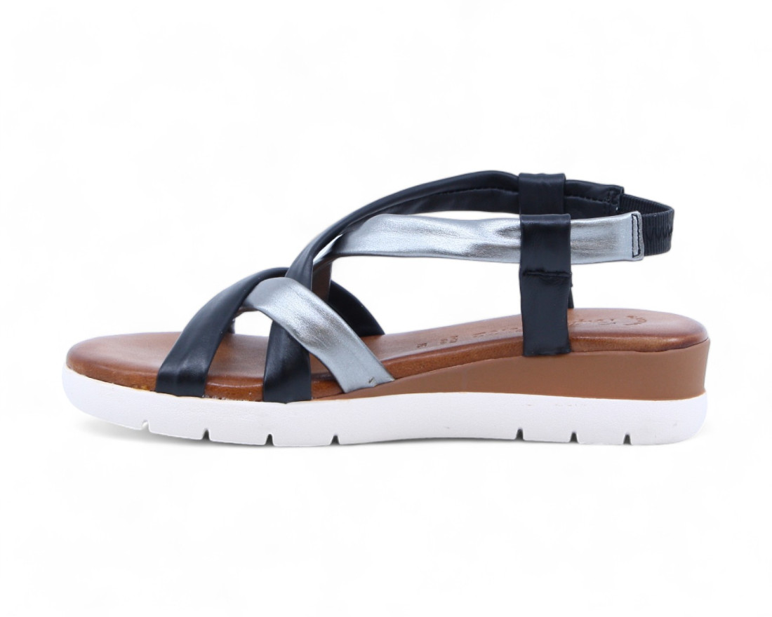 raquel perez Sandalia Carmesi 02 Negro Plomo Mujer En oferta