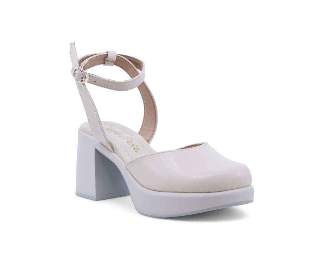 raquel perez Zapato Tacón Pirineos 04 Beige Mujer Rebajas
