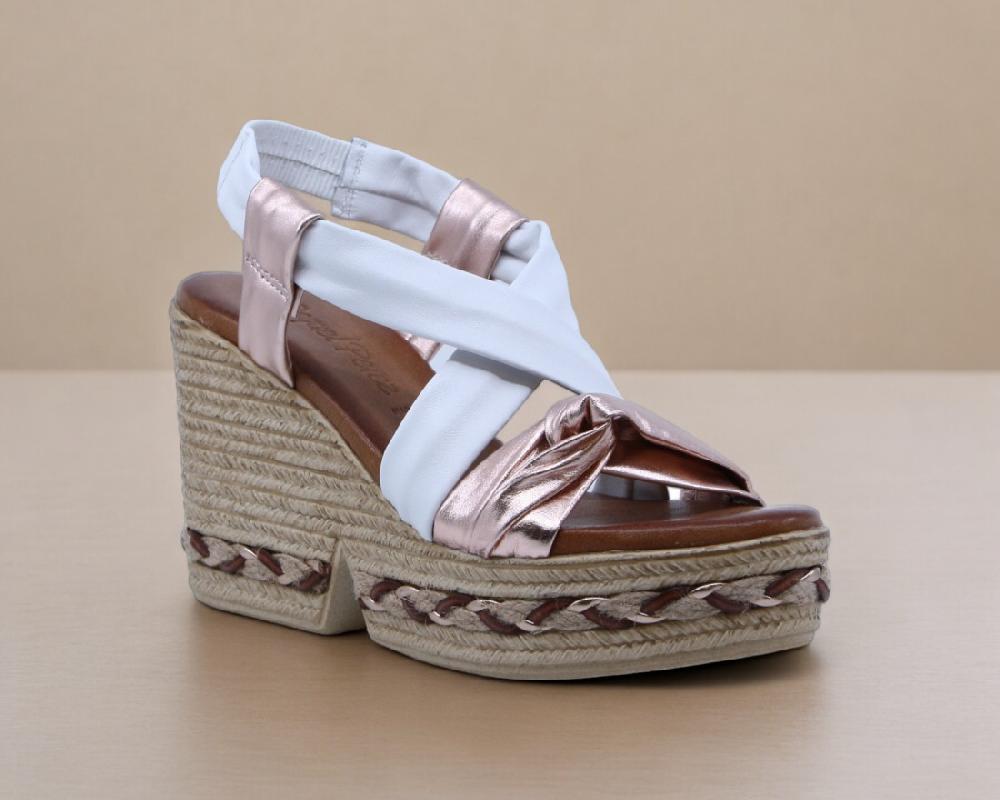 raquel perez Sandalia Cuña Mistela 02 Magnesio Blanco Mujer En oferta