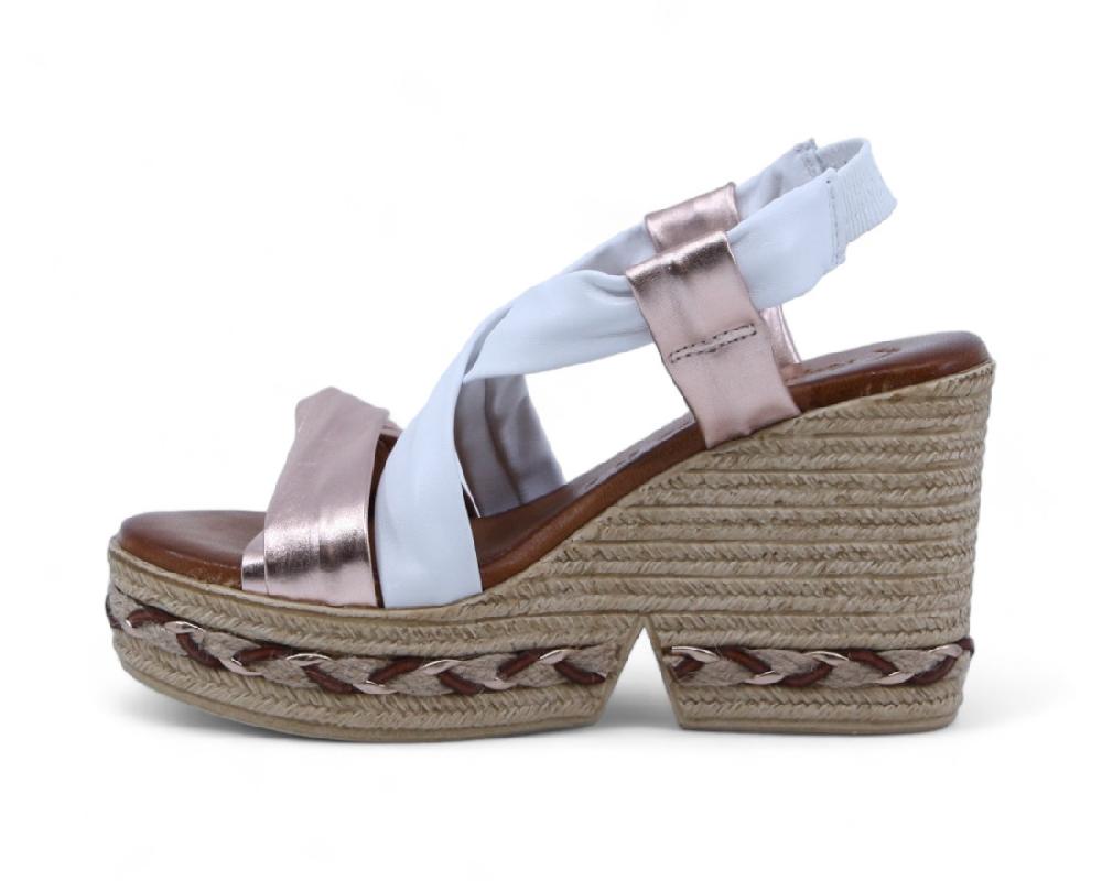 raquel perez Sandalia Cuña Mistela 02 Magnesio Blanco Mujer En oferta