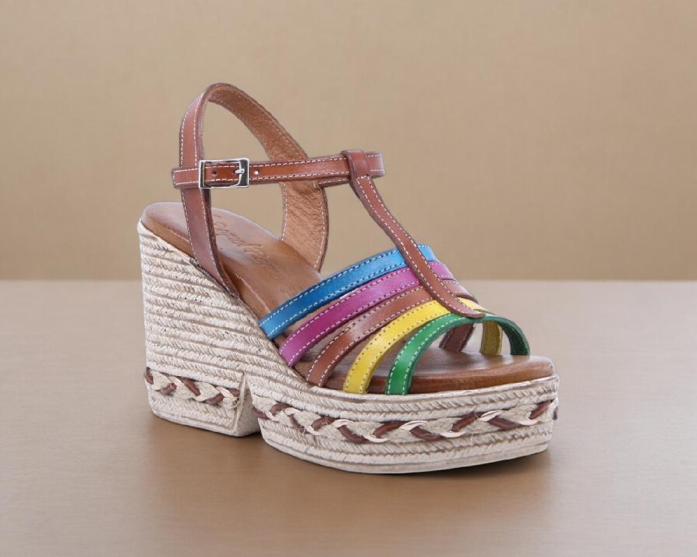 raquel perez Sandalia Cuña Mizuno 02 Cuero Multicolor Mujer Descuento por venta flash
