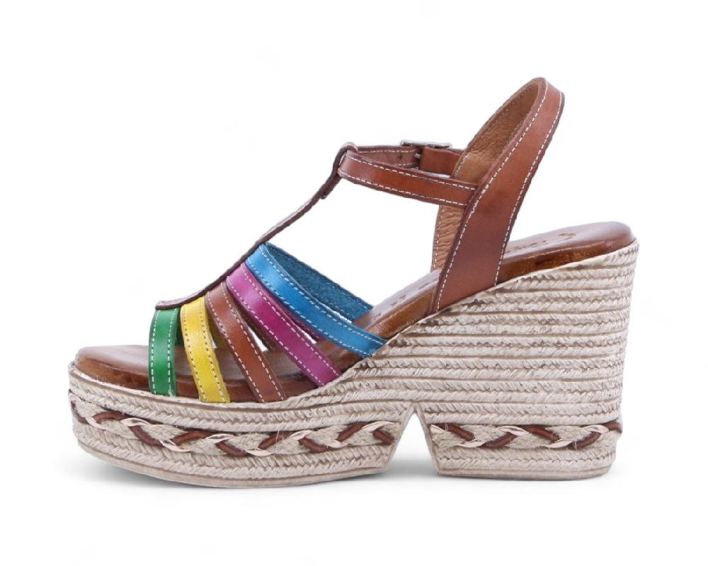 raquel perez Sandalia Cuña Mizuno 02 Cuero Multicolor Mujer Descuento por venta flash