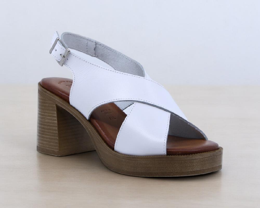 raquel perez Sandalia Tacón Tangente Blanco Mujer Outlet
