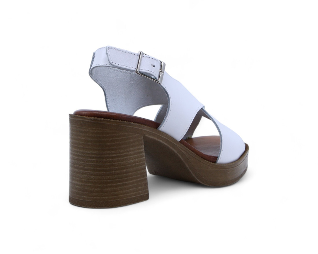 raquel perez Sandalia Tacón Tangente Blanco Mujer Outlet
