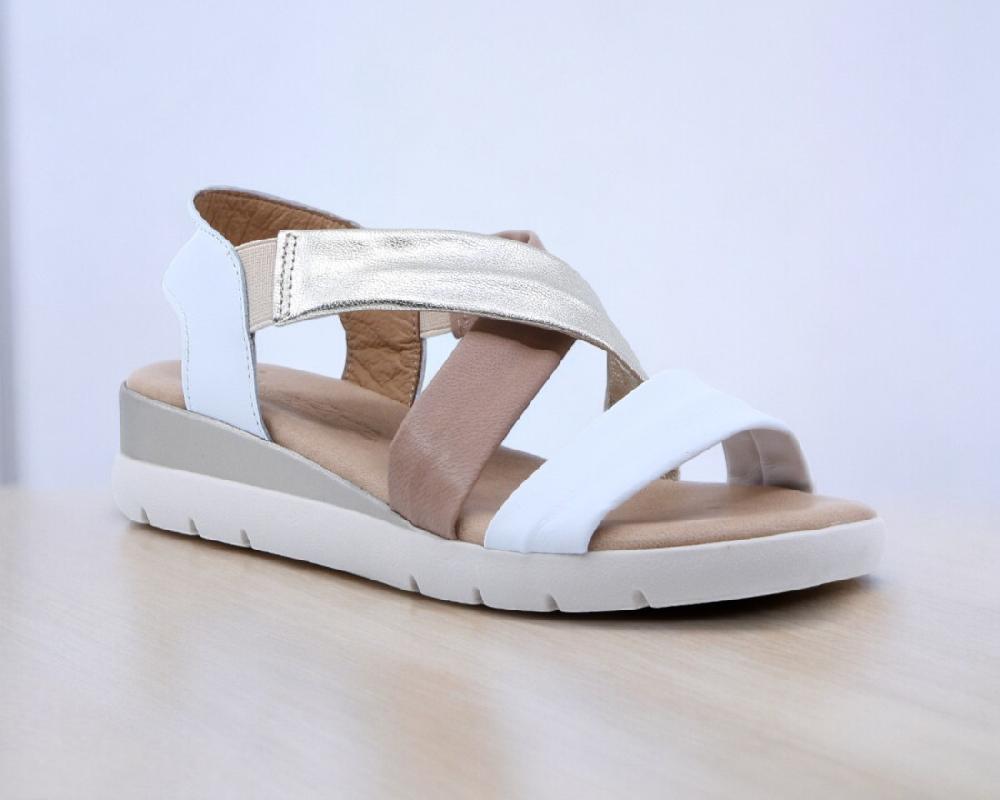 raquel perez Sandalia Chantal 08 Blanco Platino Beige Mujer Tienda