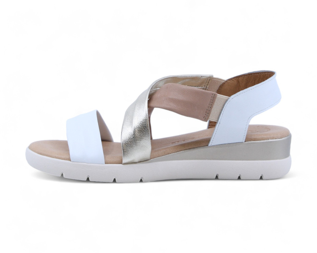 raquel perez Sandalia Chantal 08 Blanco Platino Beige Mujer Tienda