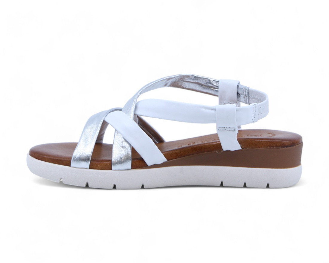 raquel perez Sandalia Carmesi 02 Blanco Plata Mujer Rebajas top