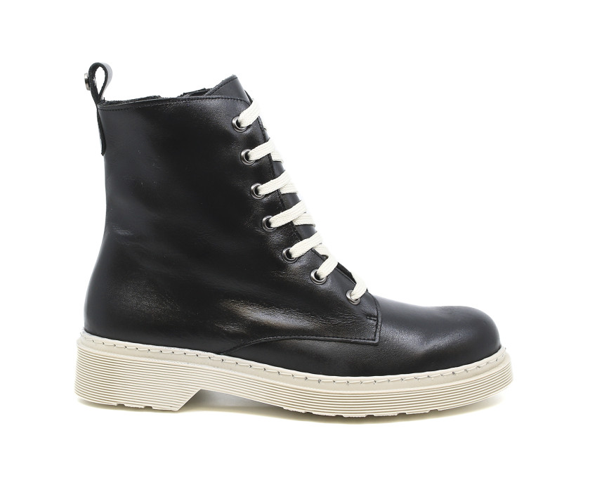 raquel perez Bota Militar Asti Negro Beige Mujer