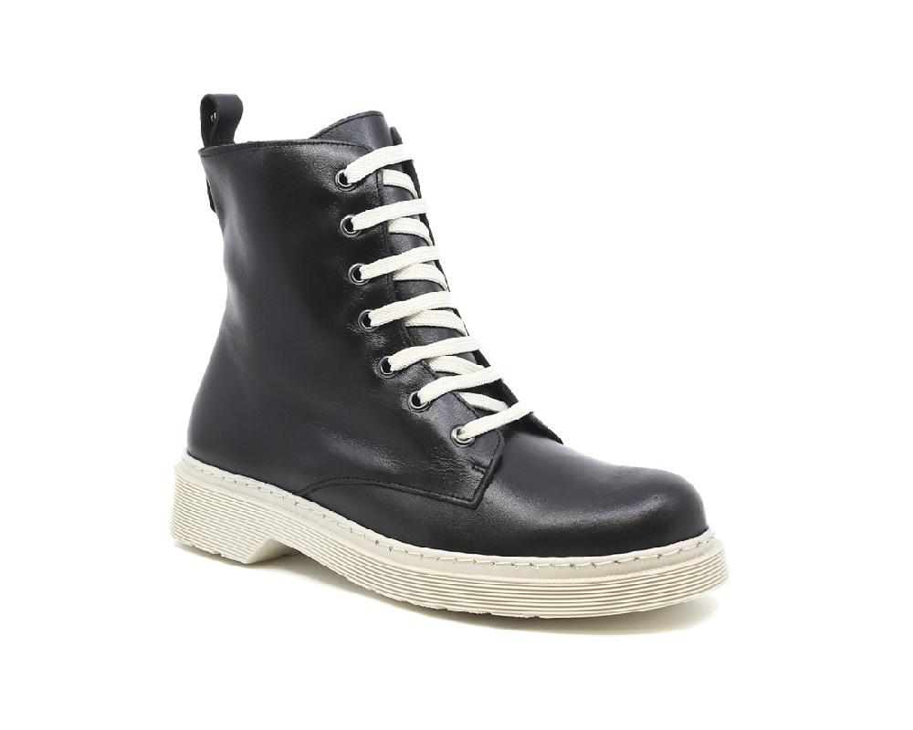 raquel perez Bota Militar Asti Negro Beige Mujer Ofertas especiales