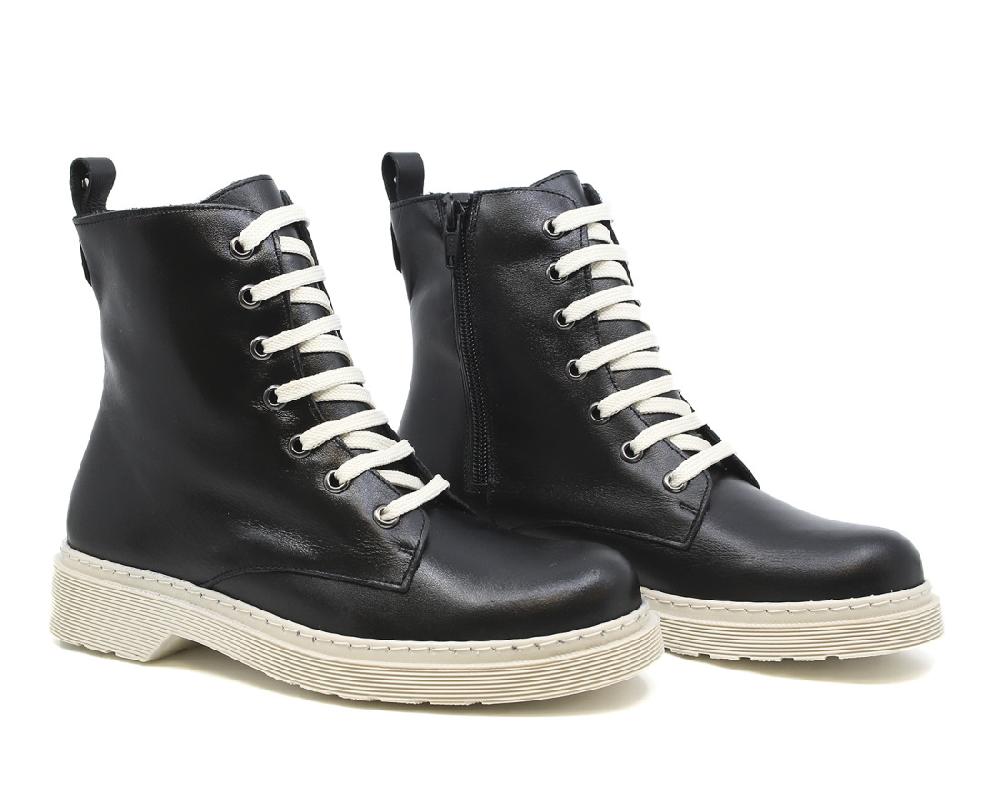 raquel perez Bota Militar Asti Negro Beige Mujer Ofertas especiales