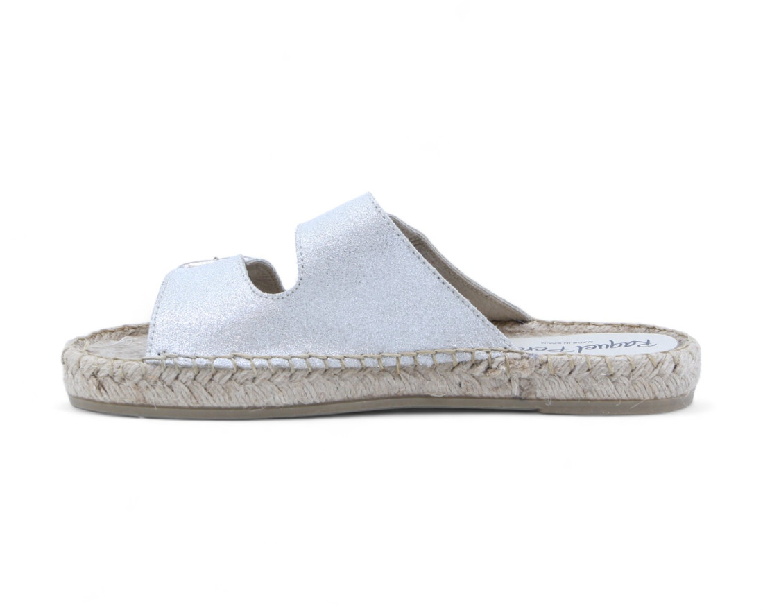 raquel perez Sandalia Plana Esparto Anillo Glitter Plata Mujer Outlet online