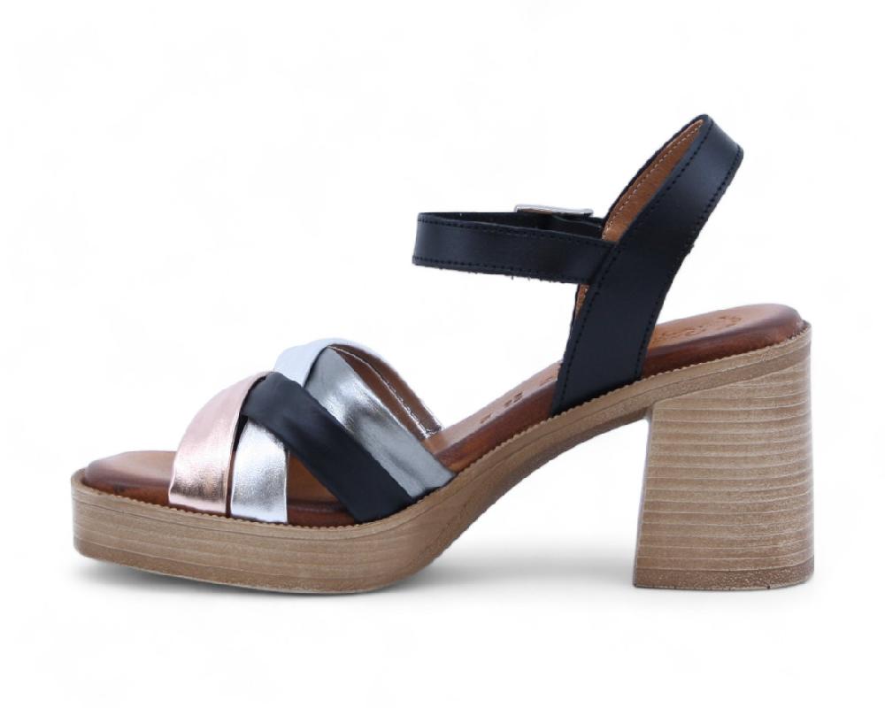 raquel perez Sandalia Tacón Tango 02 Negro Plomo Magnesio Mujer Rebajas online